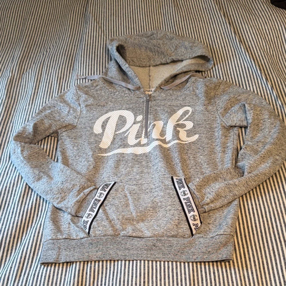 Victorias Secret Pink- Gray Hoodie with White Logo
